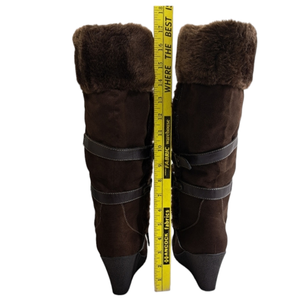 Canyon River Blues Suede Fur Lined Knee High Winter Women's Brown Boots 8 1/2 - Picture 8 of 16